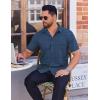 COOFANDY Mens Wrinkle Free Dress Shirt Polka Dot Short Sleeve Button Down Business Casual Shirts(Navy Blue-triangle Arrow)