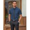 COOFANDY Mens Wrinkle Free Dress Shirt Polka Dot Short Sleeve Button Down Business Casual Shirts(Navy Blue-triangle Arrow)