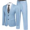 COOFANDY Men’s 2 Piece Suits Classic Fit 2 Button Dress Suits Tuxedo Jacket Blazer for Wedding Business Dinner Prom(Light Blue)