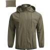COOFANDY Men’s Light Rain Jacket with Hood Packable Waterproof Raincoat Golf Rain Gear Travel Hiking Windbreaker(Army Green)