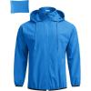 COOFANDY Men’s Light Rain Jacket with Hood Packable Waterproof Raincoat Golf Rain Gear Travel Hiking Windbreaker(Blue)