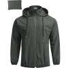 COOFANDY Men’s Light Rain Jacket with Hood Packable Waterproof Raincoat Golf Rain Gear Travel Hiking Windbreaker(Dark Gray)