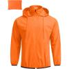 COOFANDY Men’s Light Rain Jacket with Hood Packable Waterproof Raincoat Golf Rain Gear Travel Hiking Windbreaker(Orange)