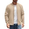 COOFANDY Men’s Lightweight Bomber Jackets Casual Spring Fall Windbreaker Jacket Light Zip Up Coat With Pocket(Khaki)