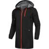 COOFANDY Men’s Long Raincoat Ligtweight Rain Jacket Waterproof Outdoor Jackets with Hood(Black/Orange)