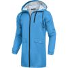 COOFANDY Men’s Long Raincoat Ligtweight Rain Jacket Waterproof Outdoor Jackets with Hood(Blue)