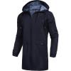 COOFANDY Men’s Long Raincoat Ligtweight Rain Jacket Waterproof Outdoor Jackets with Hood(Navy Blue)
