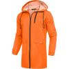 COOFANDY Men’s Long Raincoat Ligtweight Rain Jacket Waterproof Outdoor Jackets with Hood(Orange)