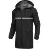 COOFANDY Men’s Long Raincoat Ligtweight Rain Jacket Waterproof Outdoor Jackets with Hood(Silver Strip/Black)