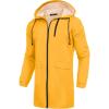 COOFANDY Men’s Long Raincoat Ligtweight Rain Jacket Waterproof Outdoor Jackets with Hood(Yellow)