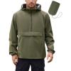 COOFANDY Men’s Rain Jacket Waterproof Lightweight Packable Raincoat Pullover Windbreaker With Hood For Hiking Running(Deep Green)