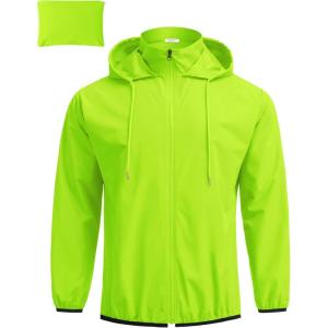 COOFANDY Men’s Light Rain Jacket with Hood Packable Waterproof Raincoat Golf Rain Gear Travel Hiking Windbreaker(Green)