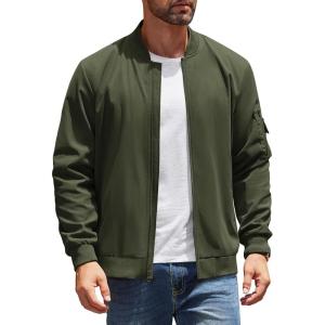 COOFANDY Men’s Lightweight Bomber Jackets Casual Spring Fall Windbreaker Jacket Light Zip Up Coat With Pocket(Armygreen)