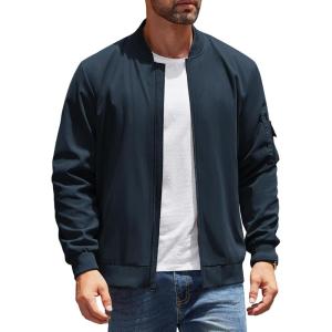 COOFANDY Men’s Lightweight Bomber Jackets Casual Spring Fall Windbreaker Jacket Light Zip Up Coat With Pocket(Blue)