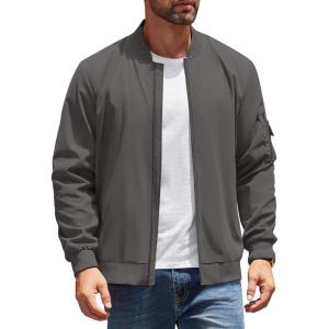 COOFANDY Men’s Lightweight Bomber Jackets Casual Spring Fall Windbreaker Jacket Light Zip Up Coat With Pocket(Deep Gray)
