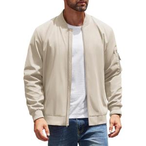 COOFANDY Men’s Lightweight Bomber Jackets Casual Spring Fall Windbreaker Jacket Light Zip Up Coat With Pocket(Moon Gray)