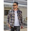 COOFANDY Men’s Fall Plaid Button Down Shirt Long Sleeve Casual Cowboy Work Shirts Lightweight Flannel Shirts Two Pocket(Navy Khaki Plaid)