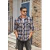COOFANDY Men’s Fall Plaid Button Down Shirt Long Sleeve Casual Cowboy Work Shirts Lightweight Flannel Shirts Two Pocket(Navy Khaki Plaid)
