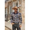 COOFANDY Men’s Fall Plaid Button Down Shirt Long Sleeve Casual Cowboy Work Shirts Lightweight Flannel Shirts Two Pocket(Navy Khaki Plaid)