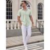 COOFANDY Mens Wrinkle Free Dress Shirt Short Sleeve Button Down Print Shirt Summer Business Casual Shirts with Pocket(Light Green)