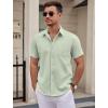 COOFANDY Mens Wrinkle Free Dress Shirt Short Sleeve Button Down Print Shirt Summer Business Casual Shirts with Pocket(Light Green)