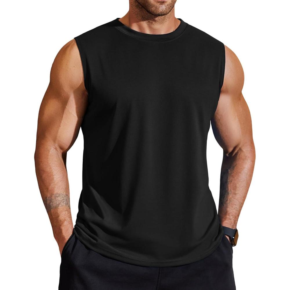 imageCOOFANDY Mens 3 Pack Workout Tank Tops Gym Muscle Tee Bodybuilding Fitness Sleeveless T ShirtsBlack
