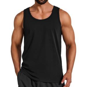 COOFANDY Mens Cotton Tank Tops Workout Summer Sleeveless Muscle Gym Shirts Athletic Beach Tee Shirt Pack(Black)