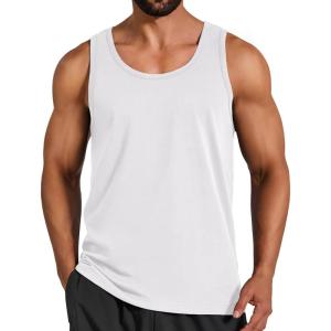COOFANDY Mens Cotton Tank Tops Workout Summer Sleeveless Muscle Gym Shirts Athletic Beach Tee Shirt Pack(White)