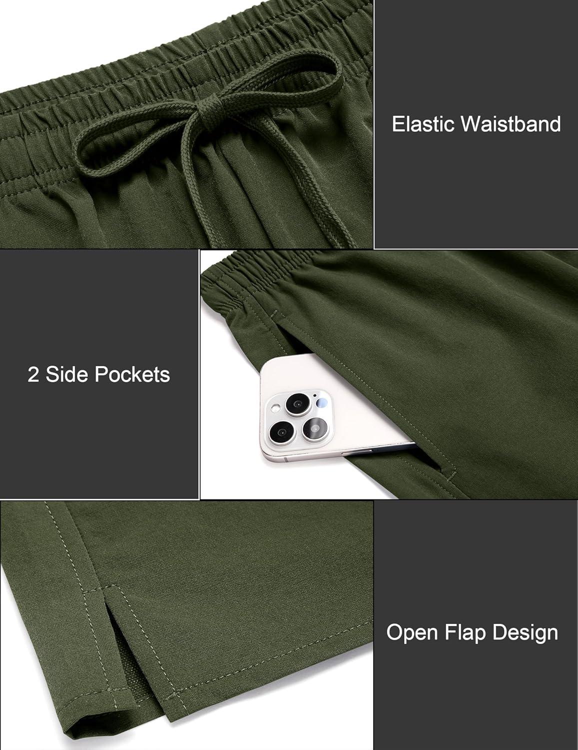 imageCOOFANDY Mens Athletic Running Shorts 7 Quick Dry Lightweight Workout Gym Basketball Hiking Shorts with PocketsArmy Green