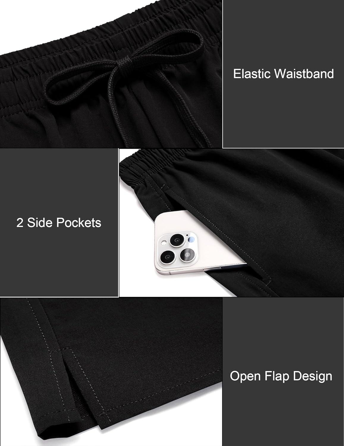 imageCOOFANDY Mens Athletic Running Shorts 7 Quick Dry Lightweight Workout Gym Basketball Hiking Shorts with PocketsBlack