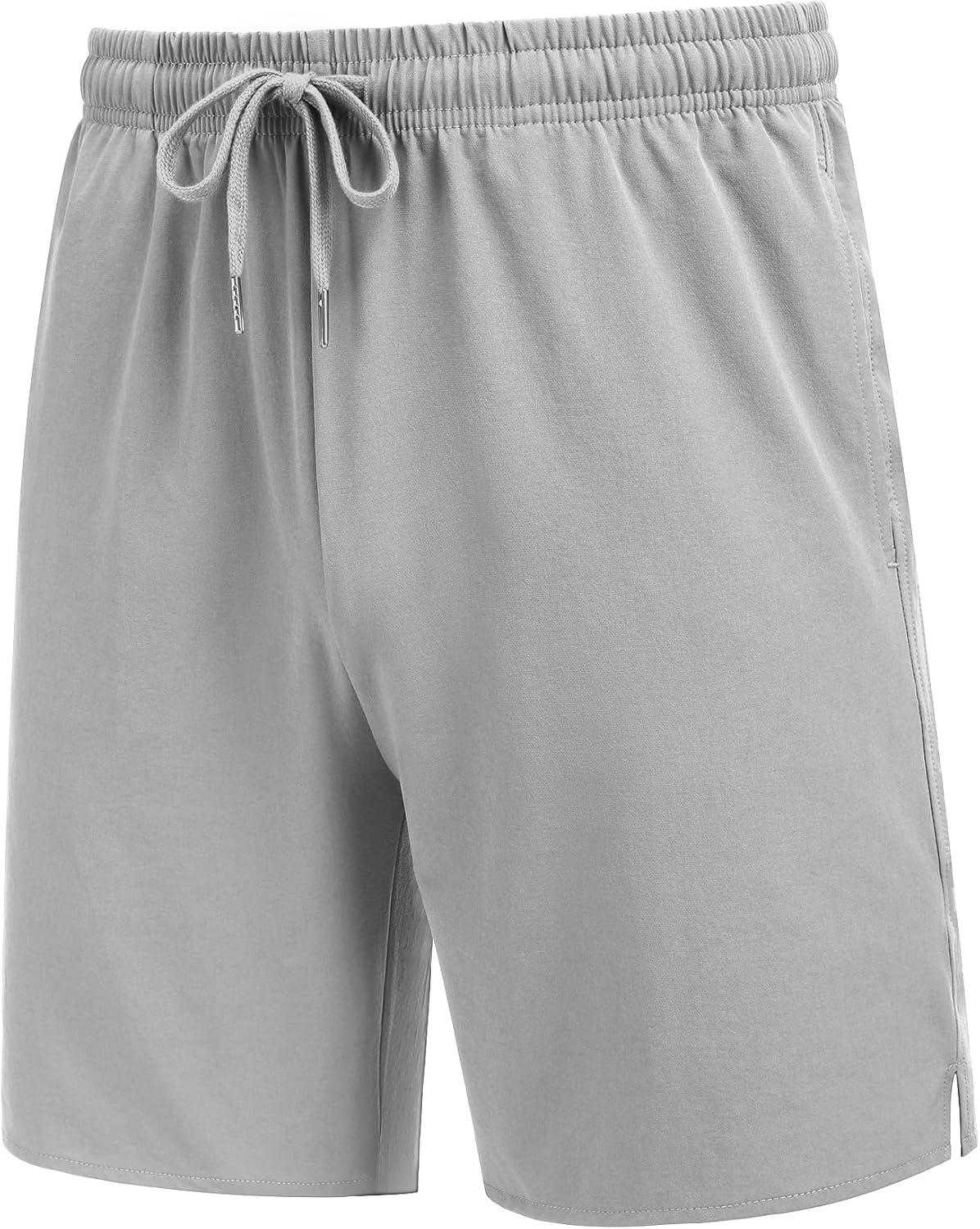 imageCOOFANDY Mens Athletic Running Shorts 7 Quick Dry Lightweight Workout Gym Basketball Hiking Shorts with PocketsLight Grey