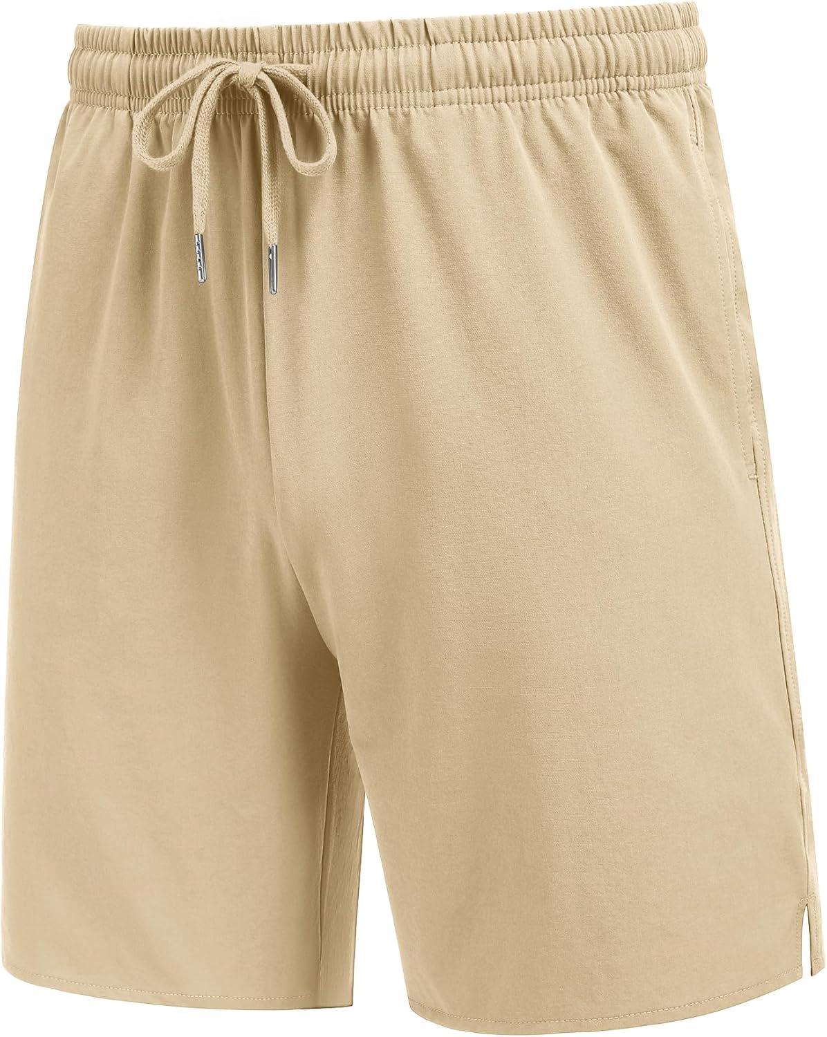 imageCOOFANDY Mens Athletic Running Shorts 7 Quick Dry Lightweight Workout Gym Basketball Hiking Shorts with PocketsLight Khaki