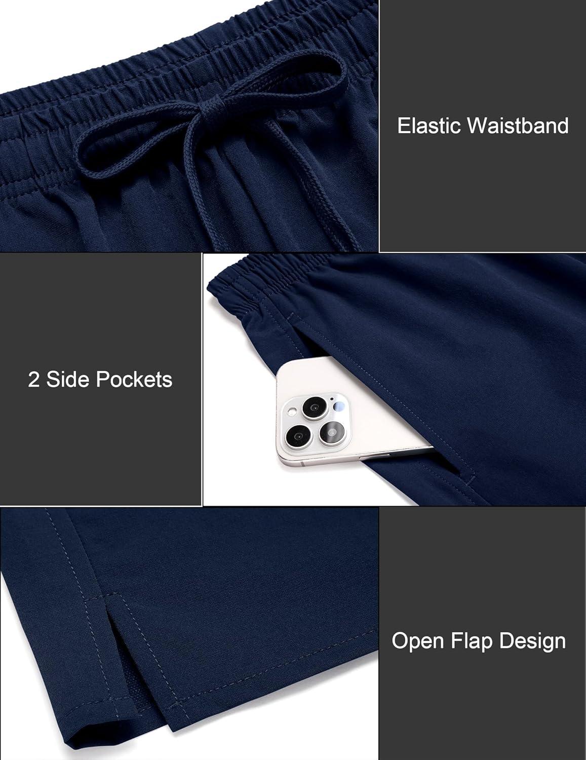 imageCOOFANDY Mens Athletic Running Shorts 7 Quick Dry Lightweight Workout Gym Basketball Hiking Shorts with PocketsNavy Blue