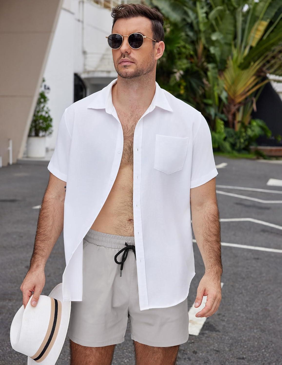 imageCOOFANDY Mens Casual Cotton Shorts Summer Beach 5 Inch Shorts Lightweight Drawstring Elastic Waist Chino Golf ShortsLight Grey