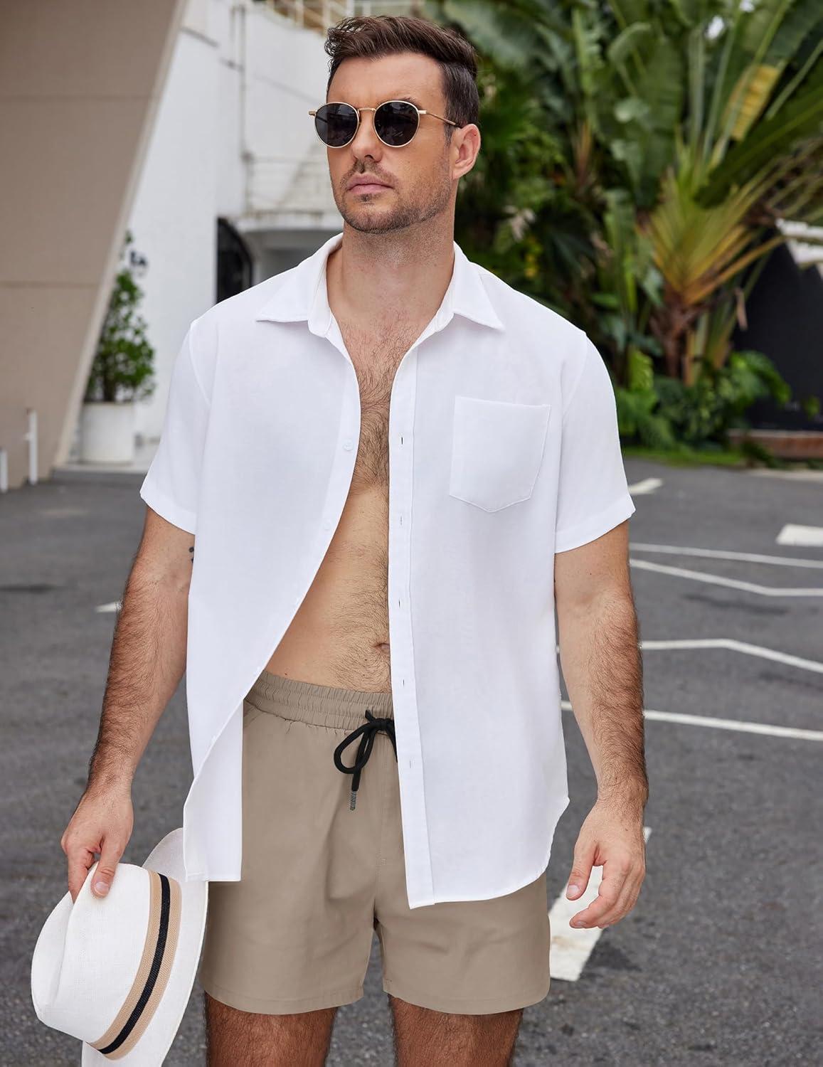 imageCOOFANDY Mens Casual Cotton Shorts Summer Beach 5 Inch Shorts Lightweight Drawstring Elastic Waist Chino Golf ShortsLight Khaki