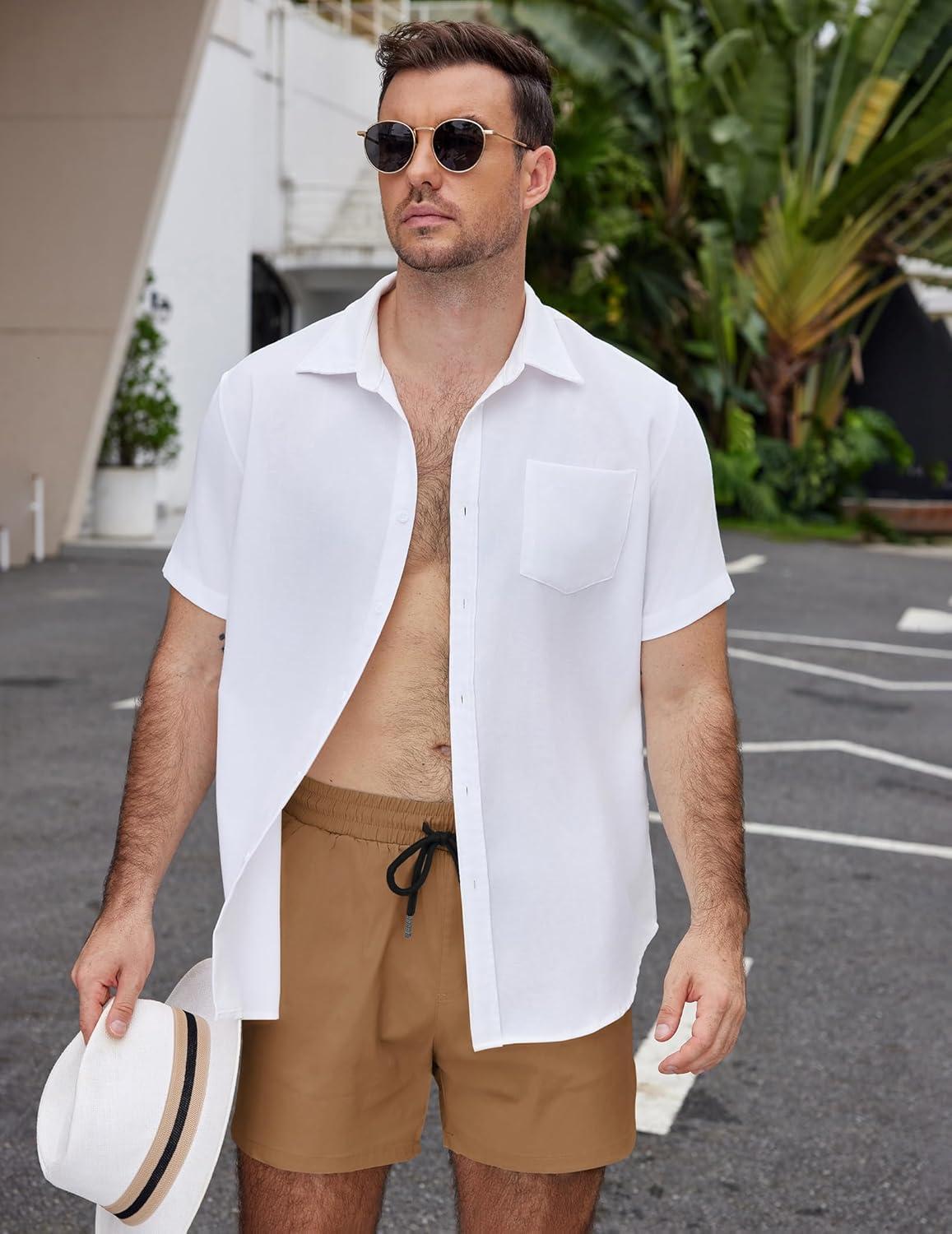 imageCOOFANDY Mens Casual Cotton Shorts Summer Beach 5 Inch Shorts Lightweight Drawstring Elastic Waist Chino Golf ShortsYellow