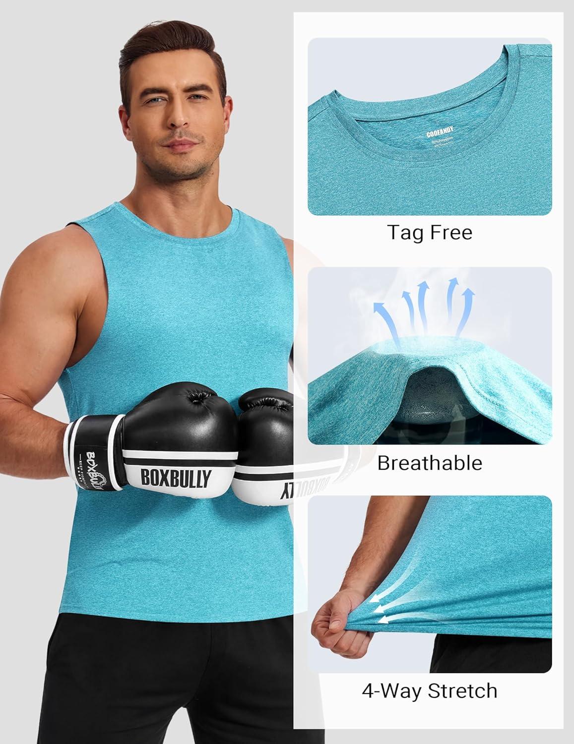 imageCOOFANDY Mens Dry Fit Workout Tank Top Sleeveless Gym Muscle Shirt UPF 50 Summer Running Athletic TshirtsGreen