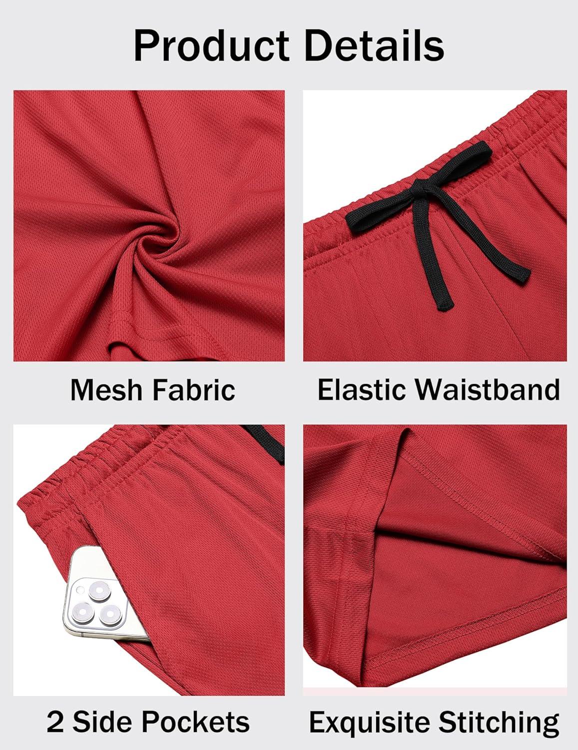 imageCOOFANDY Mens Gym Shorts 3 Pack Mesh Athletic Workout Shorts Lightweight Quick Dry Drawstring Shorts with PocketsBlackGreyRed