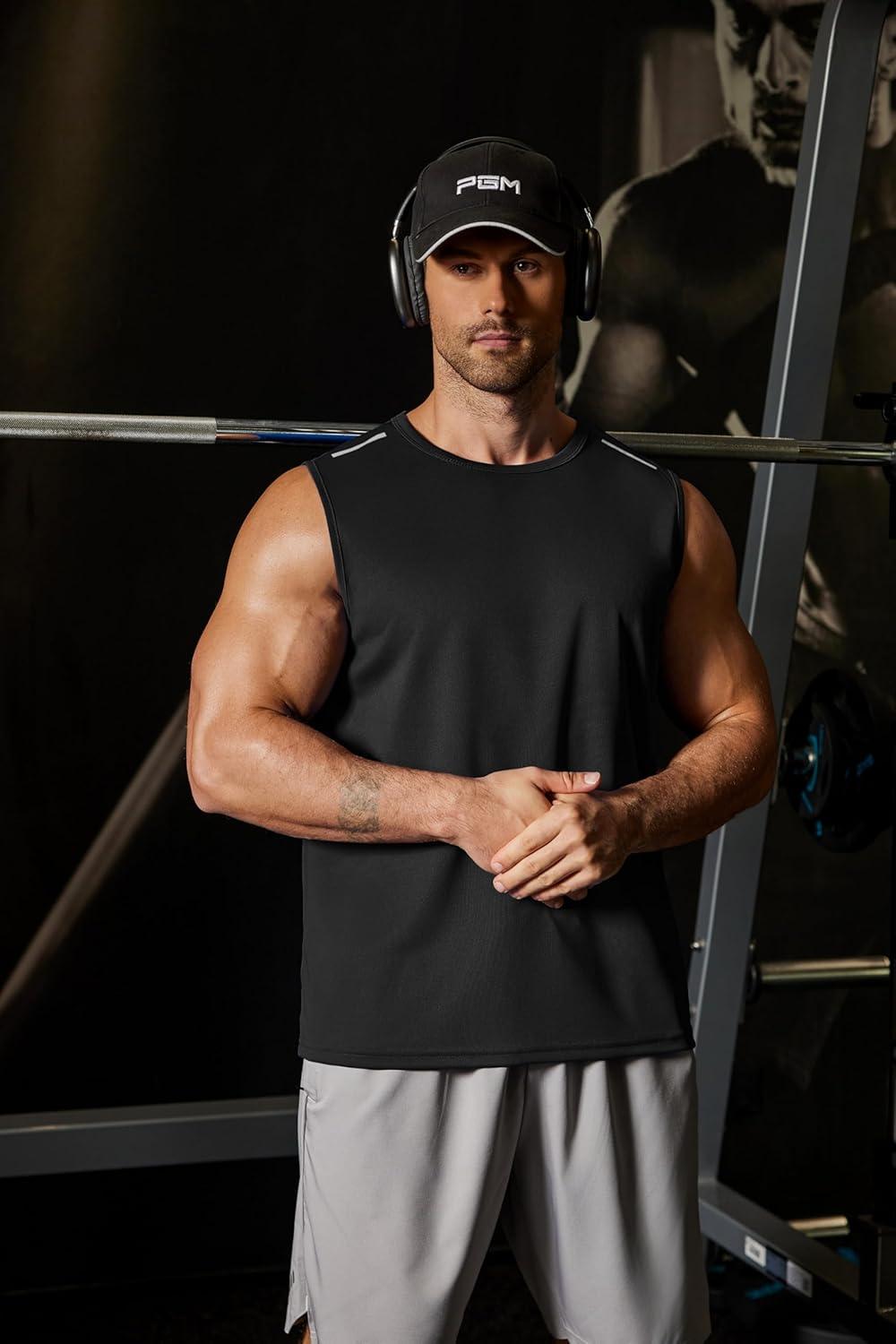 imageCOOFANDY Mens Sleeveless Shirt Quick Dry Workout Tank Top Gym Muscle T Shirts Sport Athletic Tanks Moisture WickingBlack
