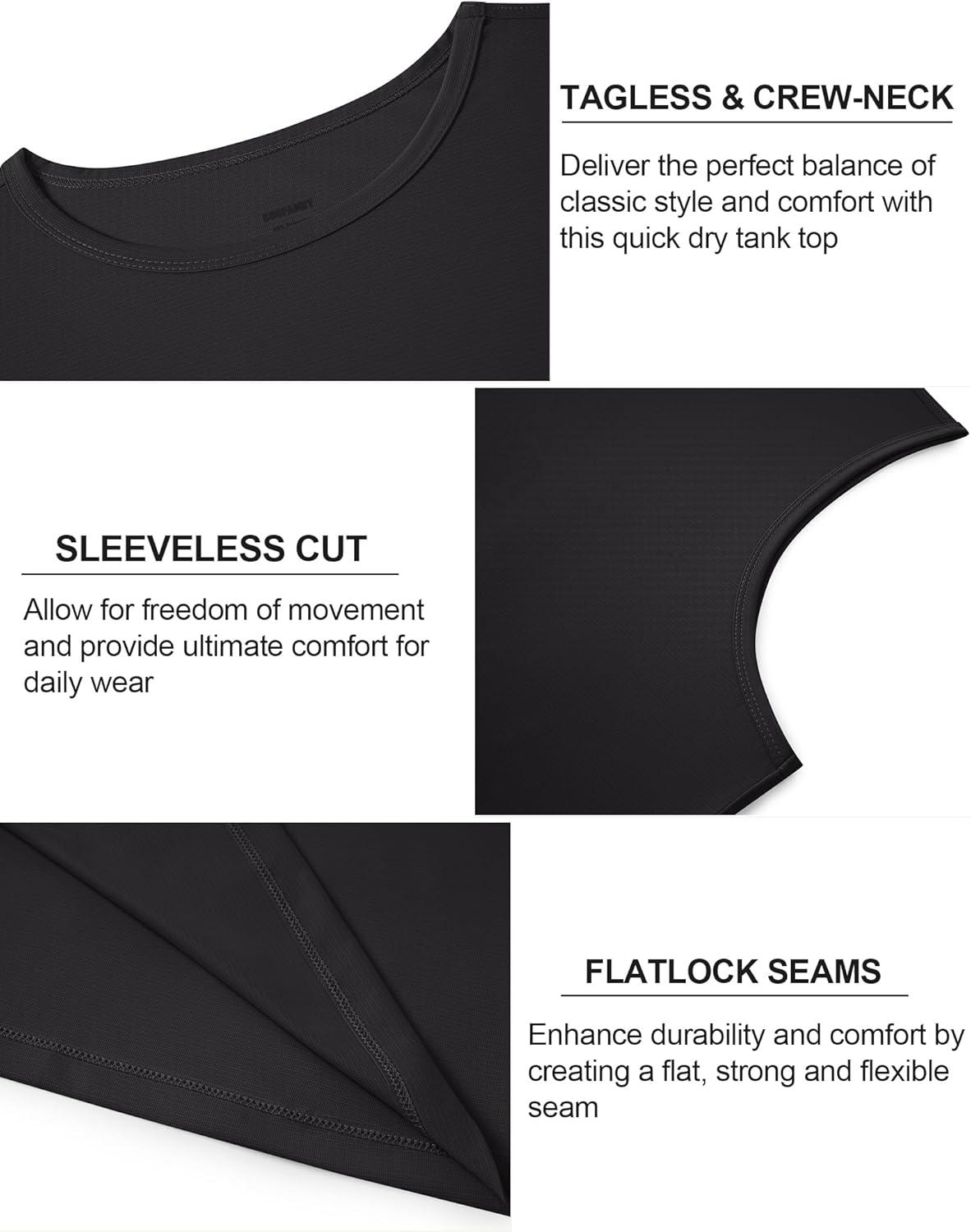imageCOOFANDY Mens Workout Tank Tops Quick Dry UPF 50 Muscle Sleeveless Shirts Gym Athletic Running Summer Beach Swim ShirtBlack