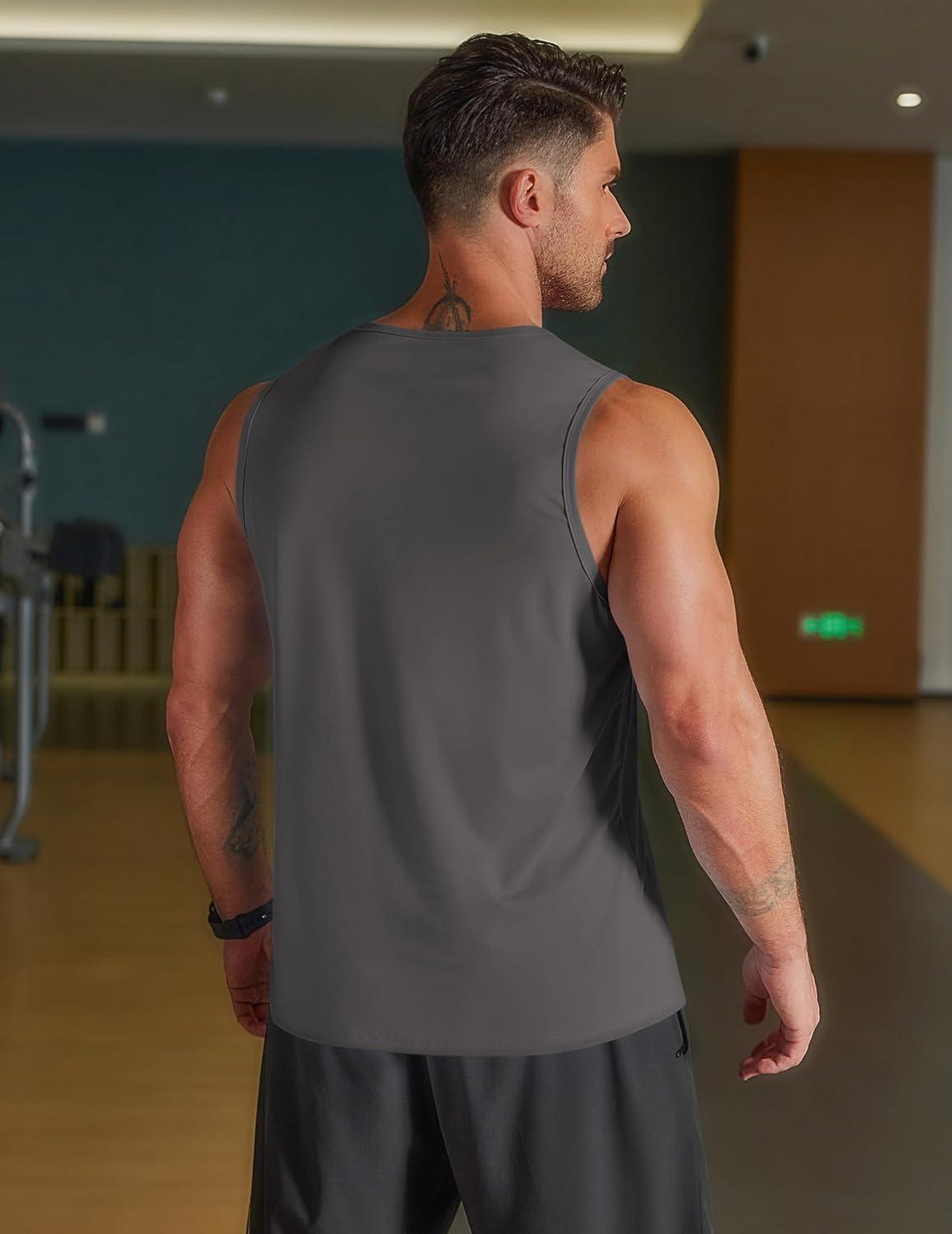 imageCOOFANDY Mens Workout Tank Tops Quick Dry UPF 50 Muscle Sleeveless Shirts Gym Athletic Running Summer Beach Swim ShirtDark Grey