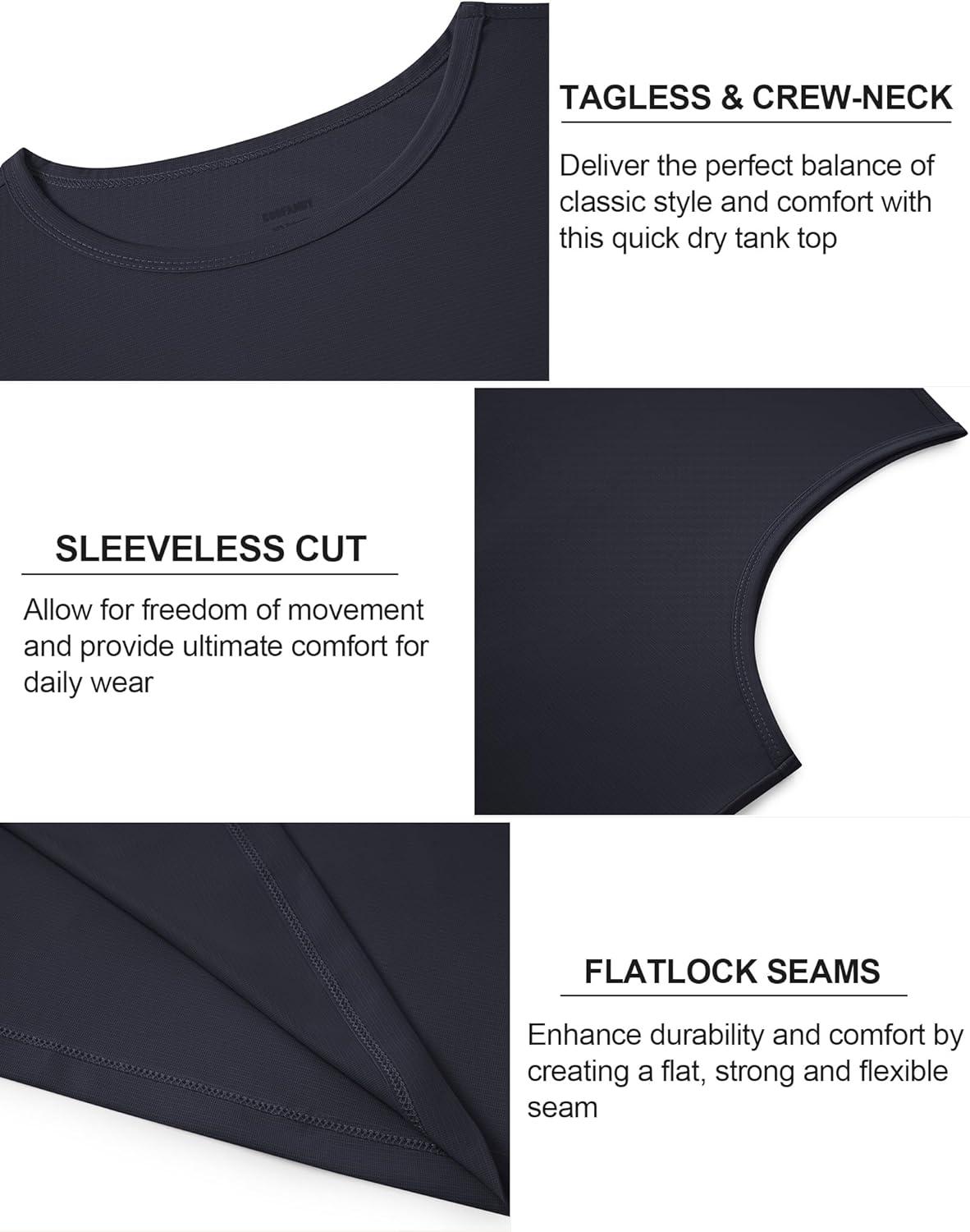imageCOOFANDY Mens Workout Tank Tops Quick Dry UPF 50 Muscle Sleeveless Shirts Gym Athletic Running Summer Beach Swim ShirtNavy Blue