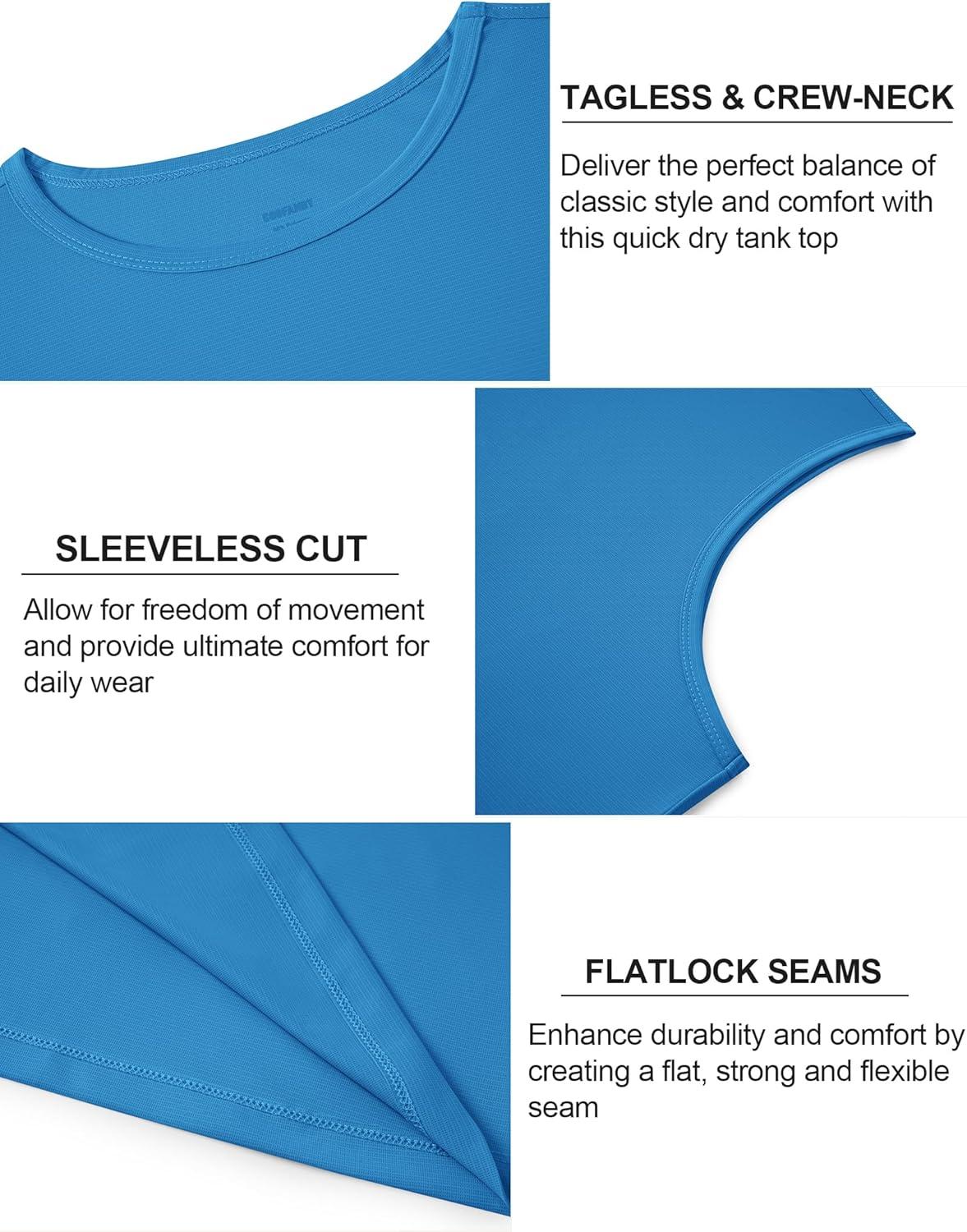 imageCOOFANDY Mens Workout Tank Tops Quick Dry UPF 50 Muscle Sleeveless Shirts Gym Athletic Running Summer Beach Swim ShirtRoyal Blue