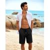 COOFANDY Men’s Beach Shorts 9″ Elastic Waist Drawstring Shorts Lightweight Regular Fit Casual Summer Shorts(A_black)