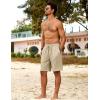 COOFANDY Men’s Beach Shorts 9″ Elastic Waist Drawstring Shorts Lightweight Regular Fit Casual Summer Shorts(Black/Light Khaki)