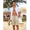 COOFANDY Men’s Beach Shorts 9″ Elastic Waist Drawstring Shorts Lightweight Regular Fit Casual Summer Shorts(Black/Light Khaki)