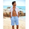 COOFANDY Men’s Beach Shorts 9″ Elastic Waist Drawstring Shorts Lightweight Regular Fit Casual Summer Shorts(Light Blue)