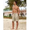 COOFANDY Men’s Beach Shorts 9″ Elastic Waist Drawstring Shorts Lightweight Regular Fit Casual Summer Shorts(Navy Blue/Light Khaki)