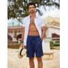 COOFANDY Men’s Beach Shorts 9″ Elastic Waist Drawstring Shorts Lightweight Regular Fit Casual Summer Shorts(Navy Blue/Light Khaki)