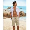 COOFANDY Men’s Beach Shorts 9″ Elastic Waist Drawstring Shorts Lightweight Regular Fit Casual Summer Shorts(Navy Blue/Light Khaki)
